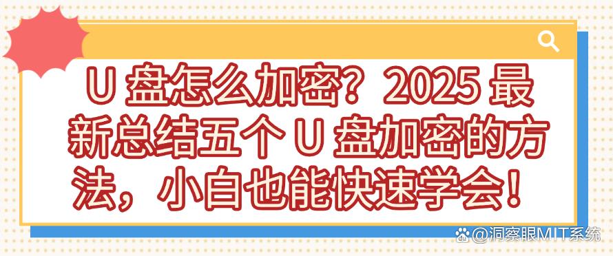 U 盘怎么加密？2025 最新总结五个 U 盘加密的方法，分分钟学会！(图1)